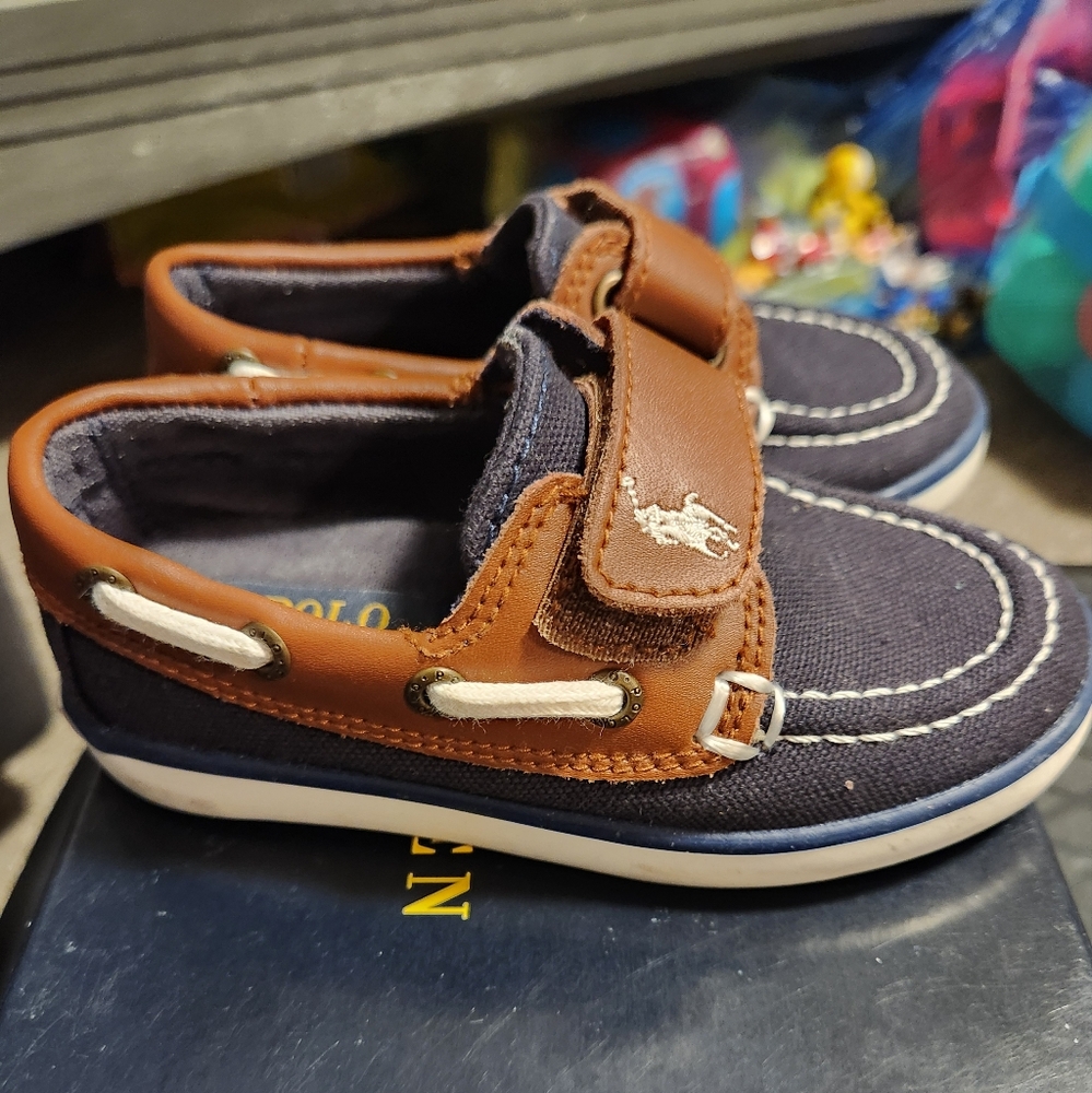 Polo by Ralph Lauren Kids' Navy and Brown Boat Shoes